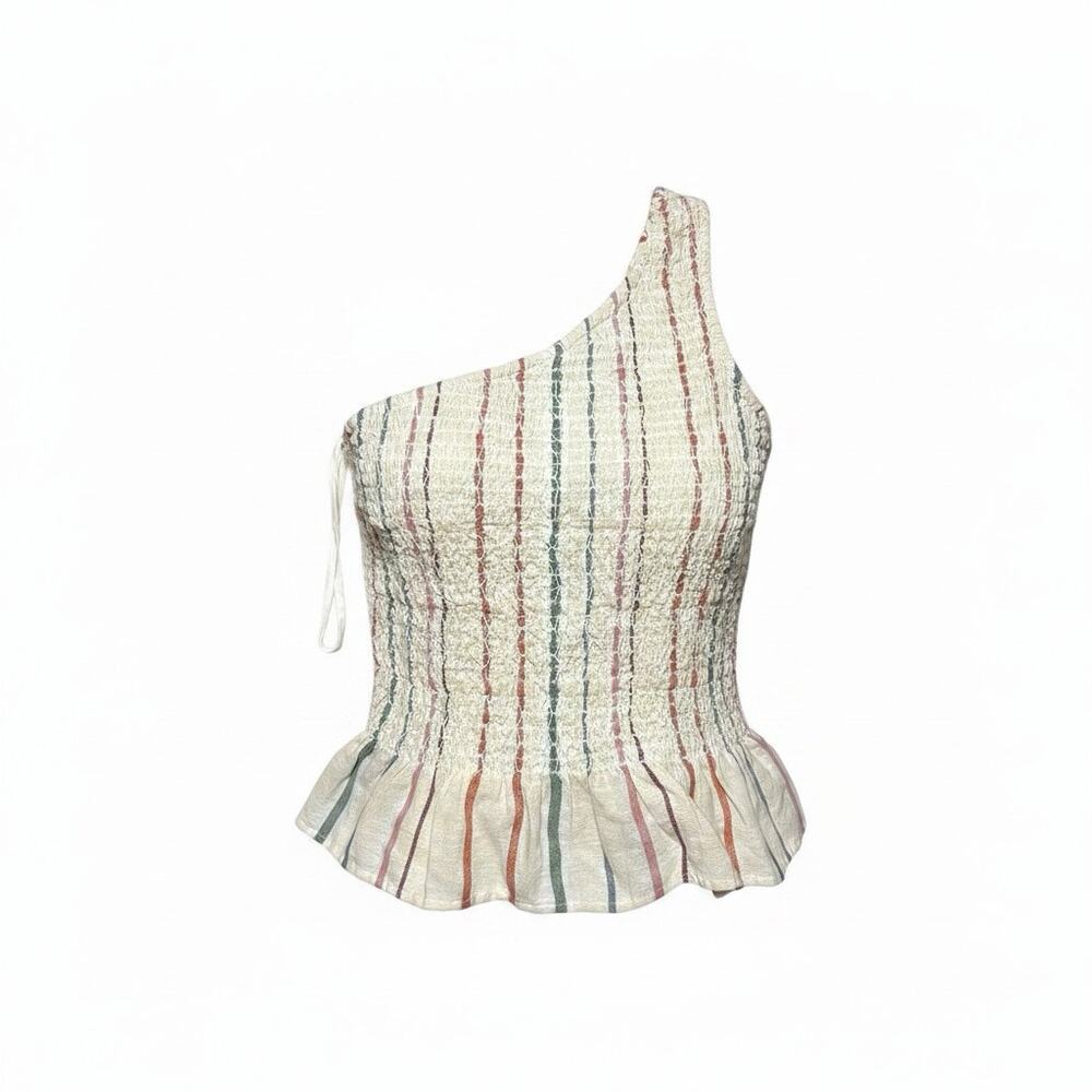 American Eagle One-Shoulder Smocked Peplum Top Size XS